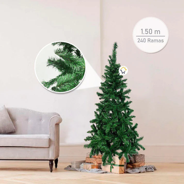 ÁRBOL DE 150 CM CON BASE ESTABLE | RAMAS SÚPER VERDES Y FRONDOSAS