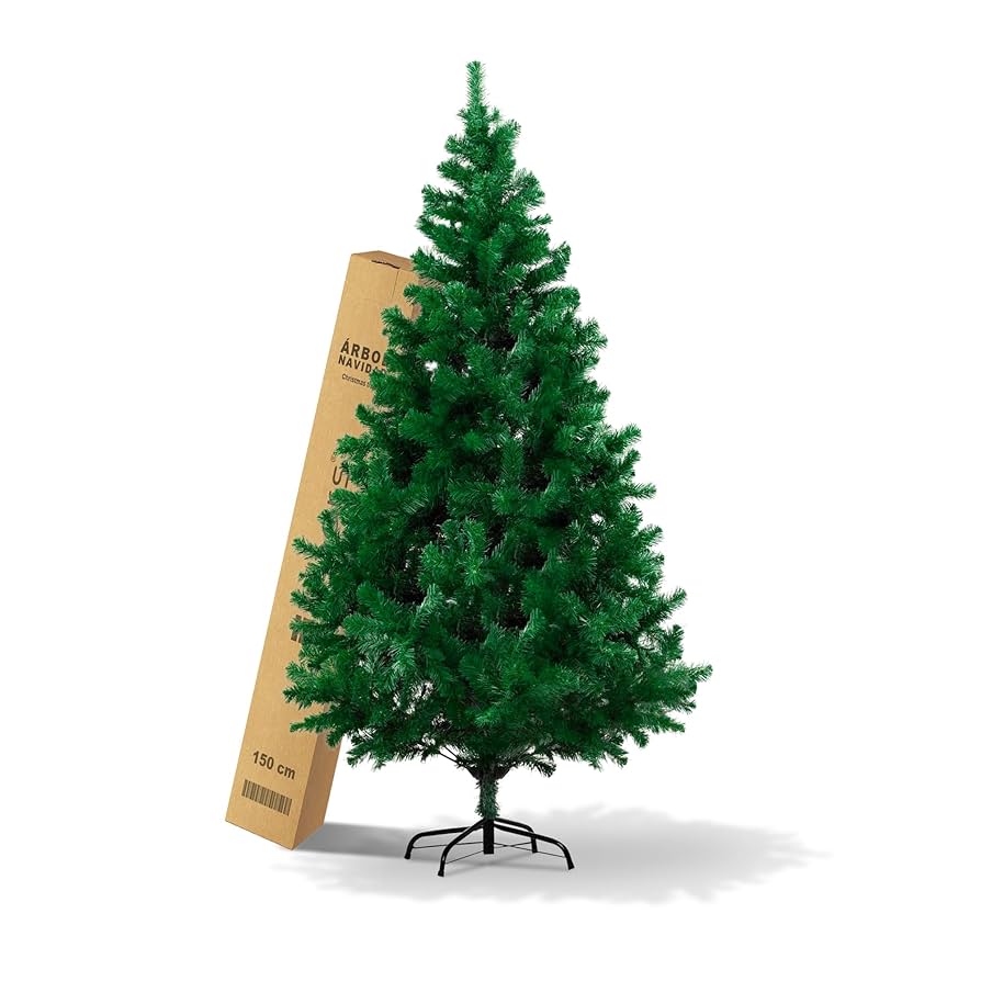 ÁRBOL DE 150 CM CON BASE ESTABLE | RAMAS SÚPER VERDES Y FRONDOSAS