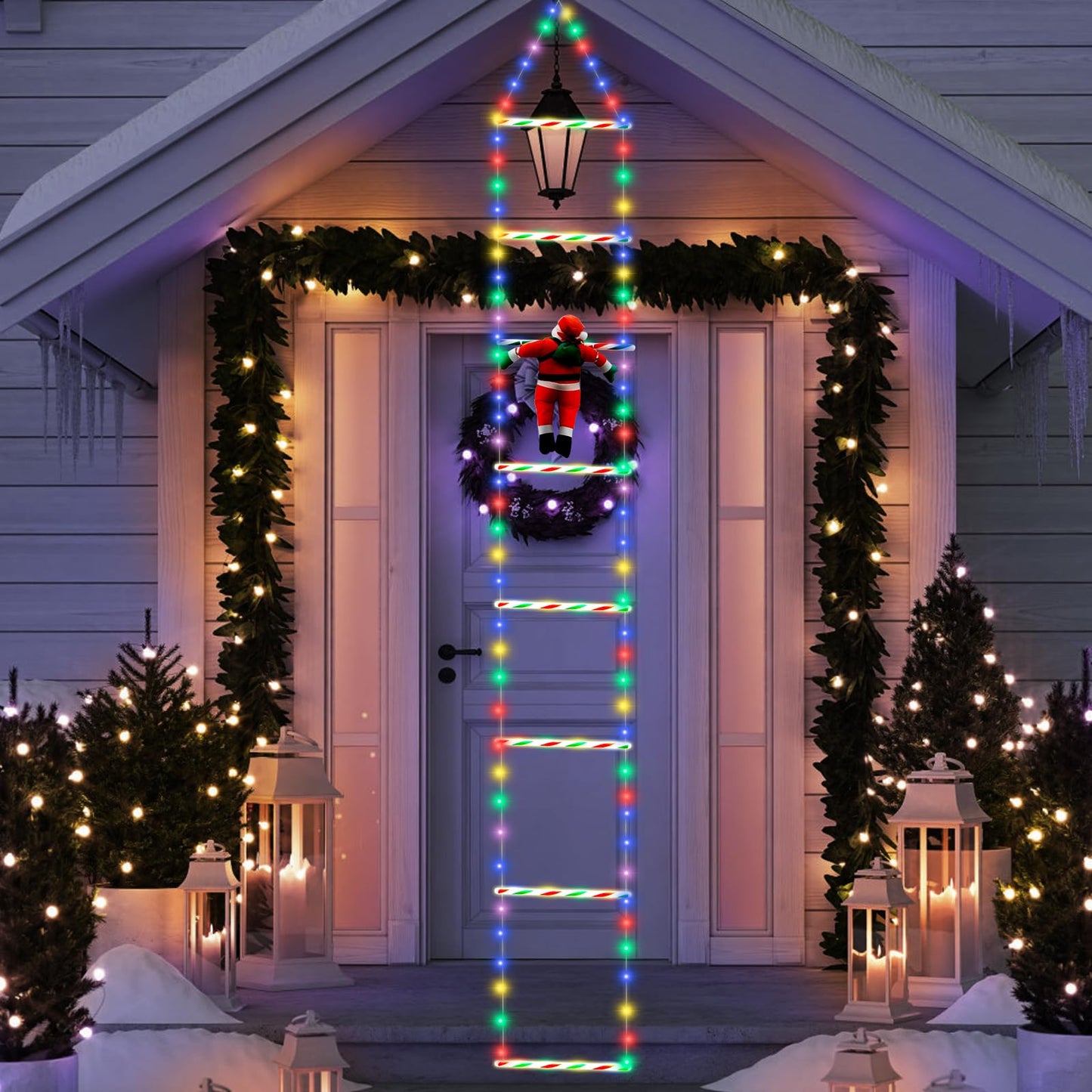 PAPA NOEL ESCALERA LED + LUCES MULTICOLOR LED ¡EL SHOW NAVIDEÑO QUE TODOS ENVIDIARÁN!