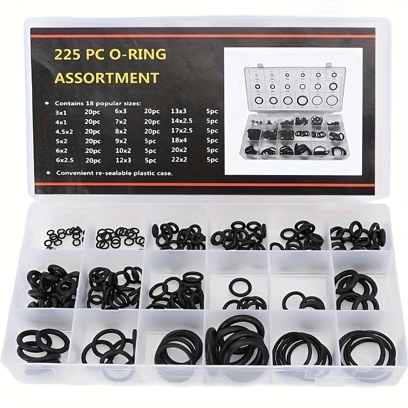 KIT 225 JUNTAS SELLANTES O-RINGS + ORGANIZADOR GRATIS