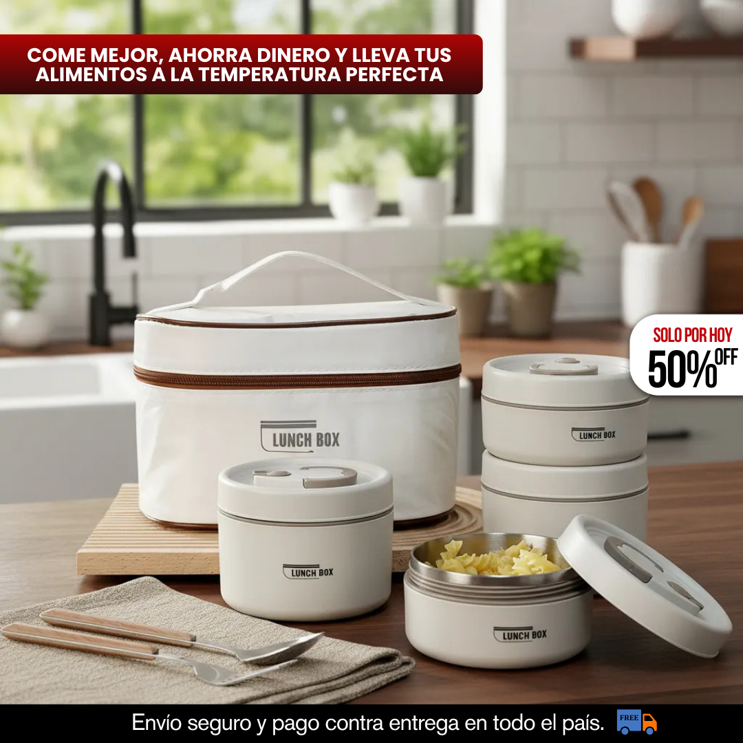 LONCHERA TERMICA SET X4 + MALETA ISOTERMICA