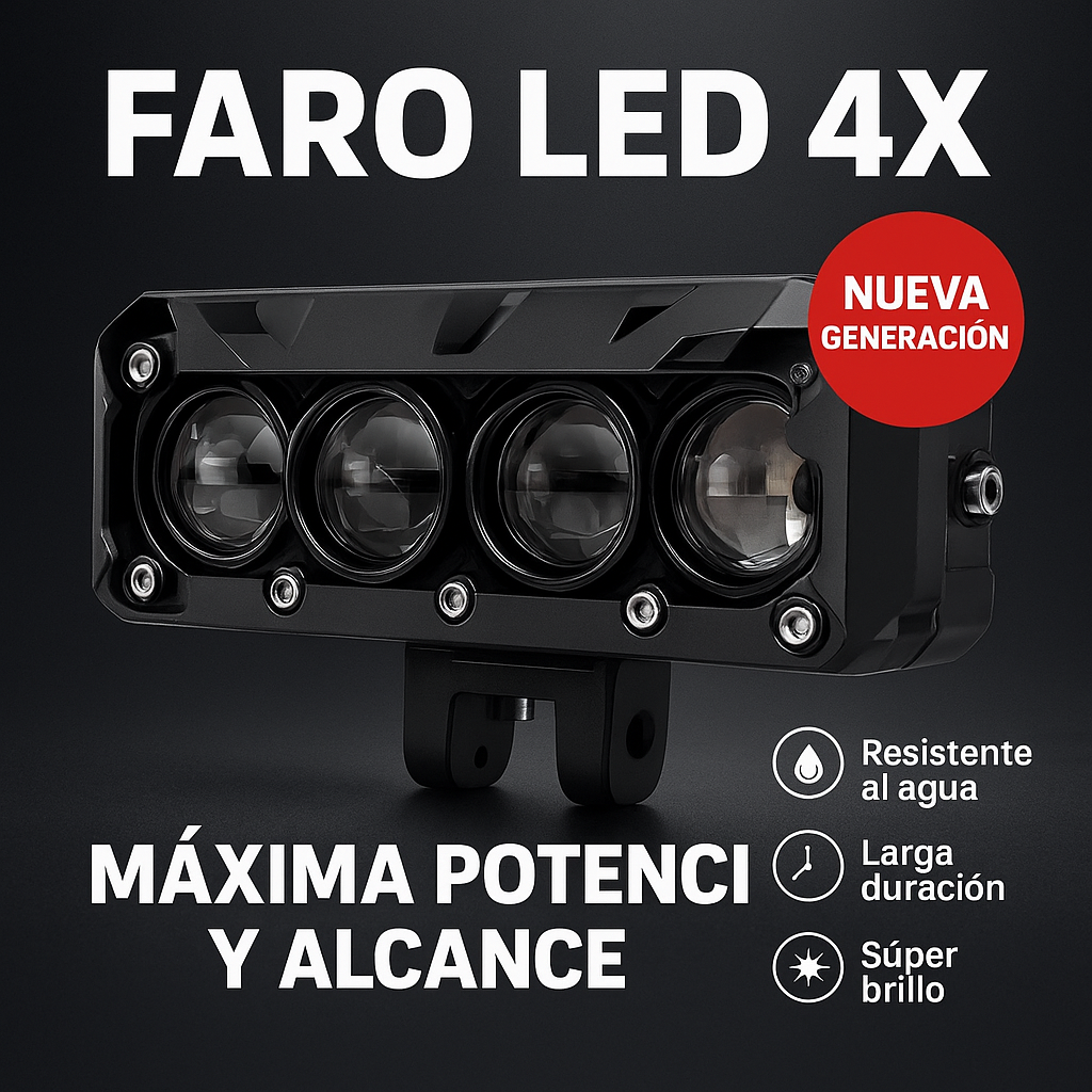 EXPLORADORA LED 4 OJOS| 120W POTENCIA REAL + RESISTENCIA IP67