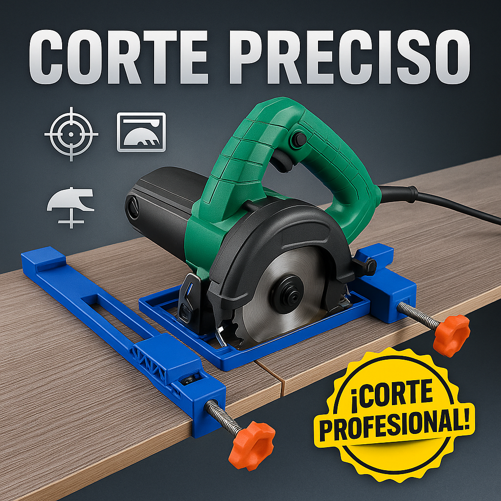 GUÍA DE CORTE UNIVERSAL AJUSTABLE + SISTEMA ANTIERRORES Y TOPES DE SEGURIDAD