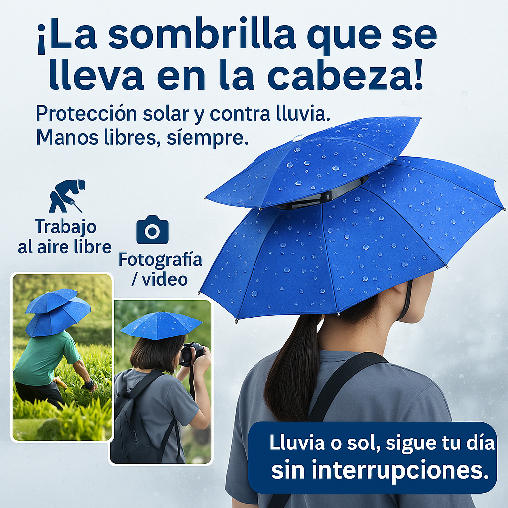 🎁 PACK REGALO: SOMBRILLA MANOS LIBRES + FUNDA PLEGABLE GRATIS