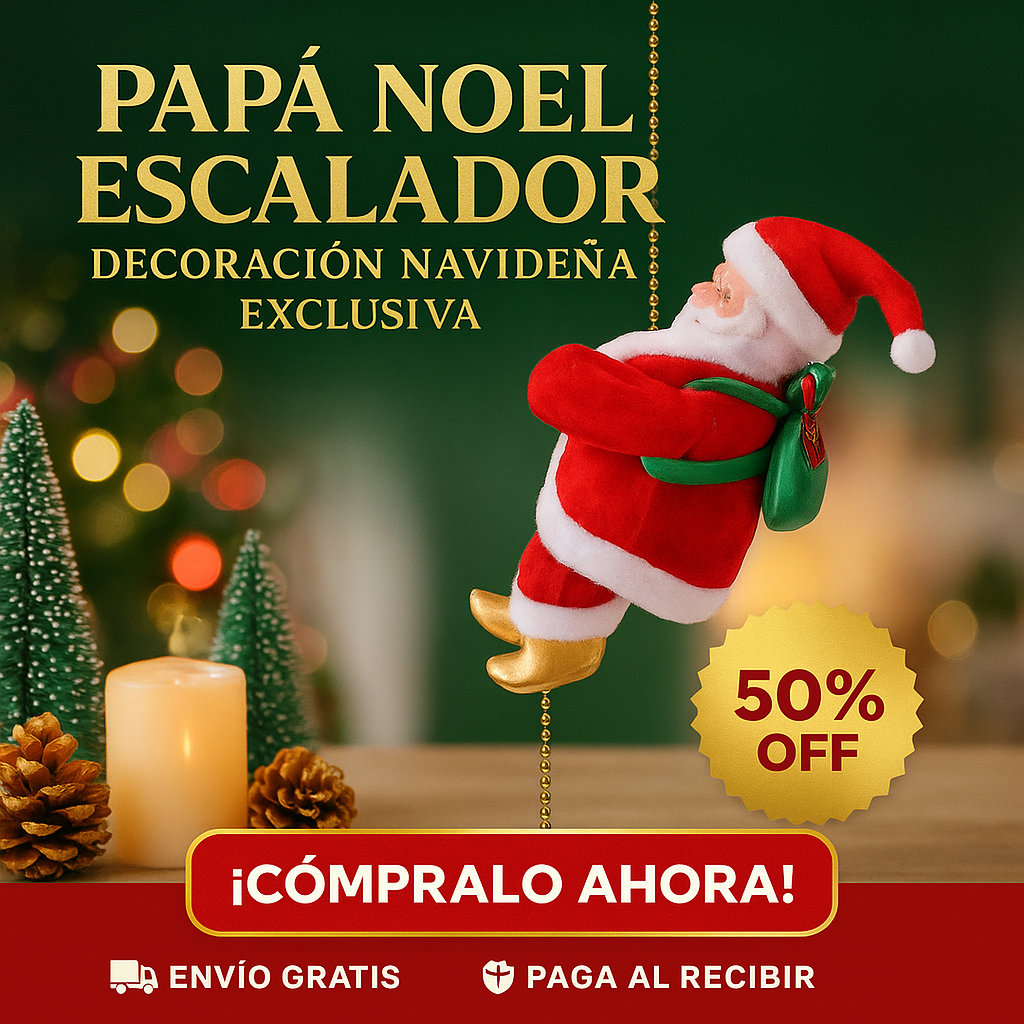 PAPA NOEL ESCALADOR | INCLUYE SENSOR DE MOVIMIENTO + VILLANCICO NAVIDEÑO GRATIS