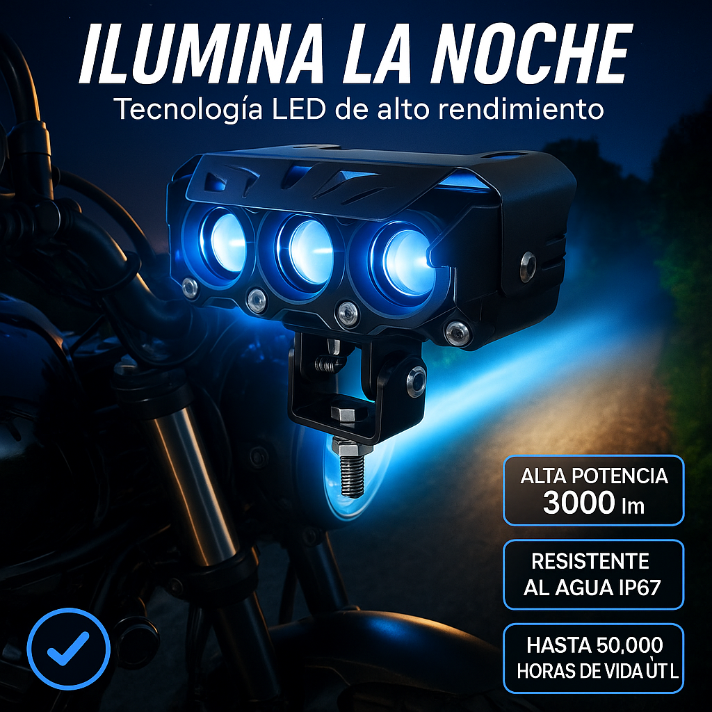 PAR DE EXPLORADORAS LED 3 OJOS| 120W POTENCIA REAL + RESISTENCIA IP67