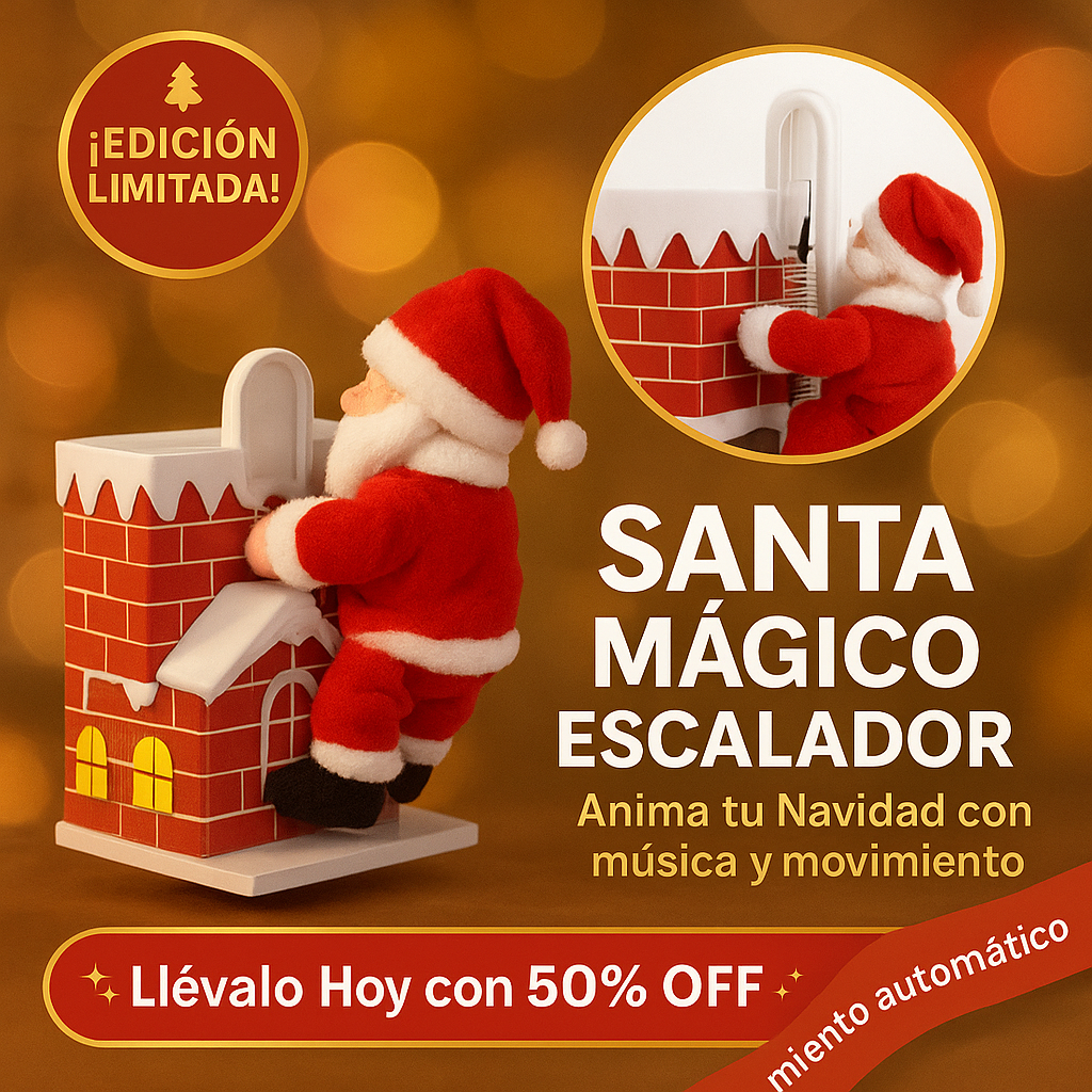 PAPÁ NOEL ESCALADOR DE CHIMENEA | MOVIMIENTO REALISTA + SONIDO DE CAMPANAS GRATIS