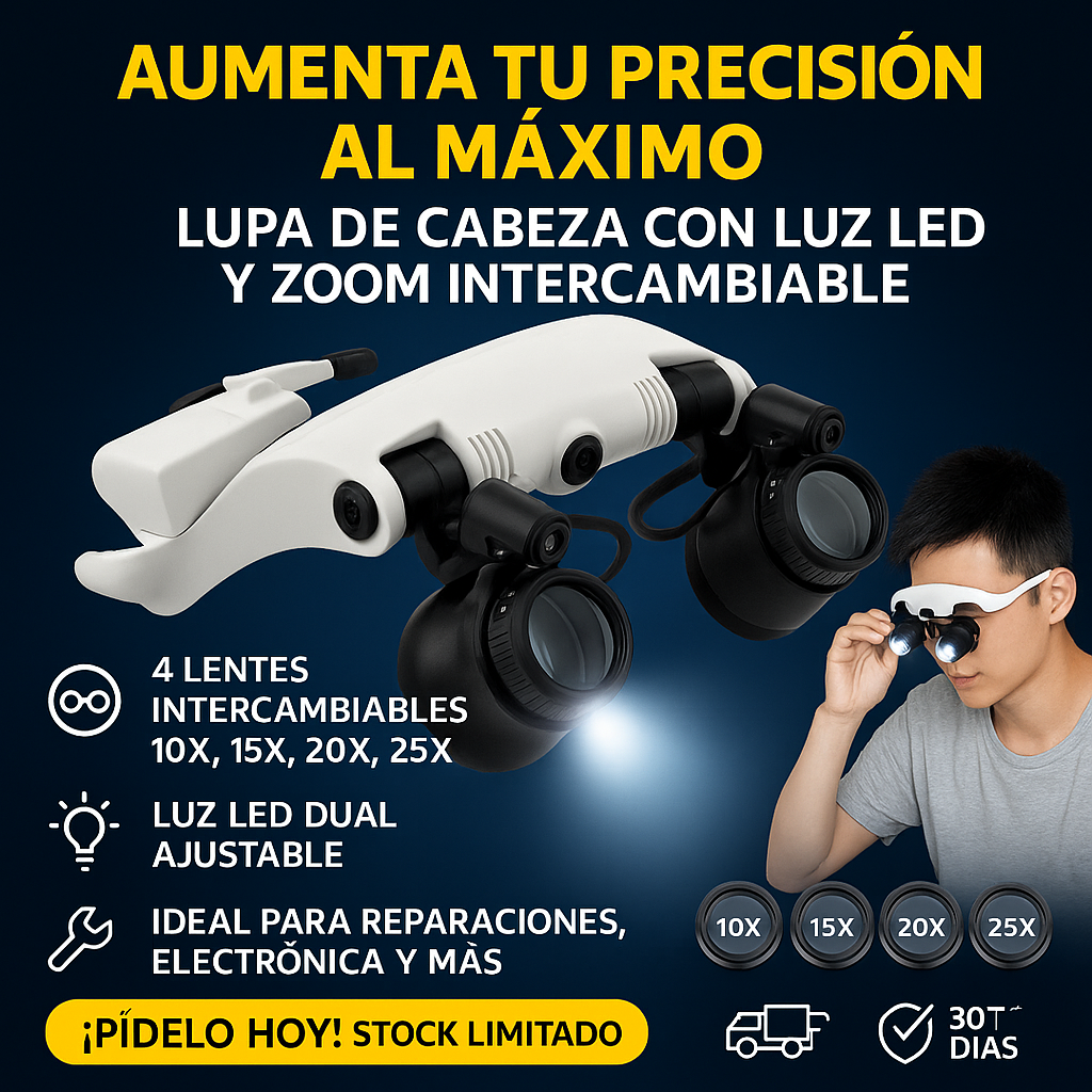 GAFAS LED AUMENTO AJUSTABLE LUMILENS™ 50% OFF + ENVIO GRATIS