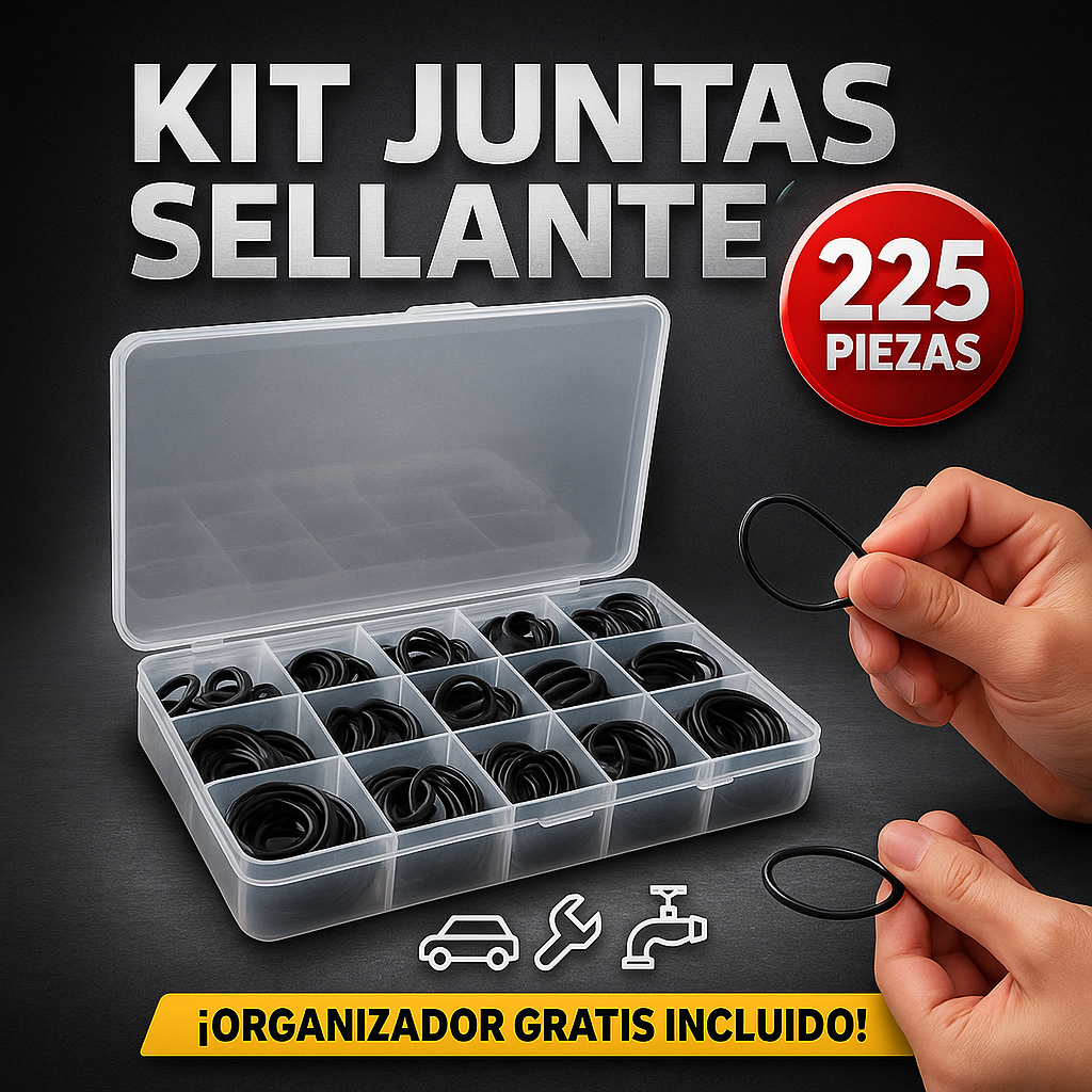 KIT 225 JUNTAS SELLANTES O-RINGS + ORGANIZADOR GRATIS