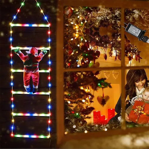PAPA NOEL ESCALERA LED + LUCES MULTICOLOR LED ¡EL SHOW NAVIDEÑO QUE TODOS ENVIDIARÁN!