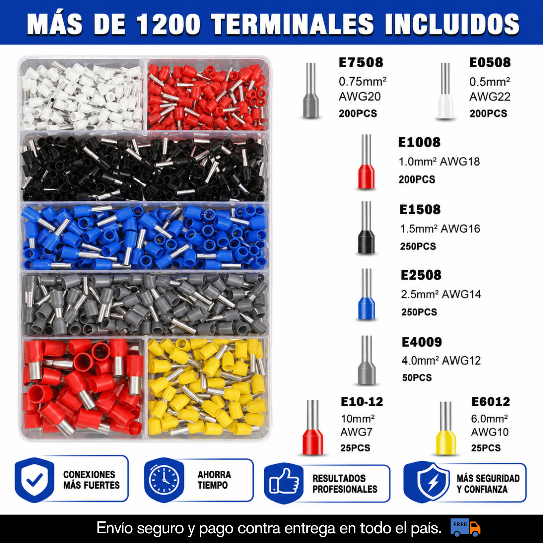 KIT CRIMPADO PROFESIONAL + 1200 TERMINALES