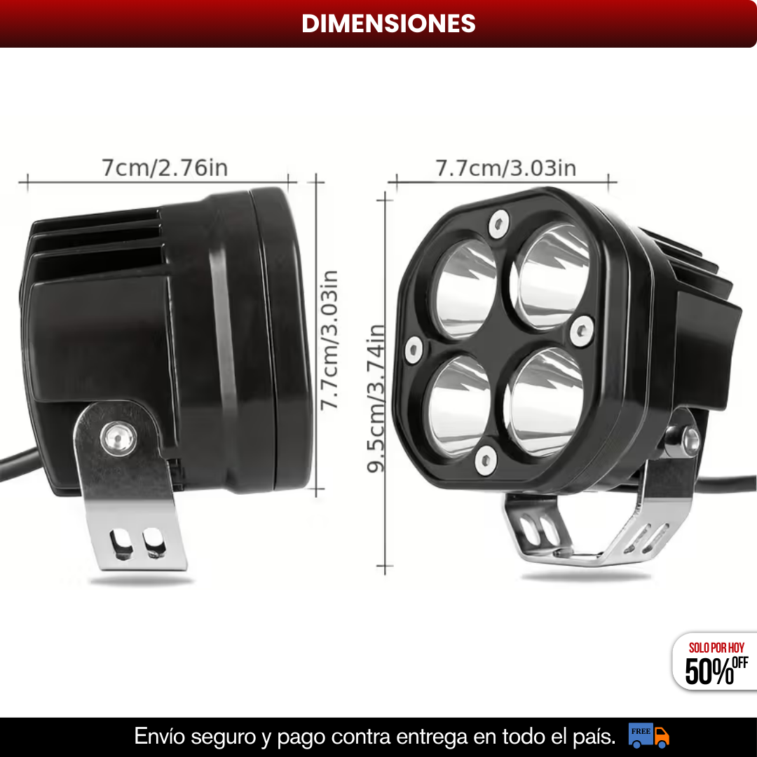 PAR EXPLORADORAS 4X4 OJOS | 120W POTENCIA REAL + RESISTENCIA IP67