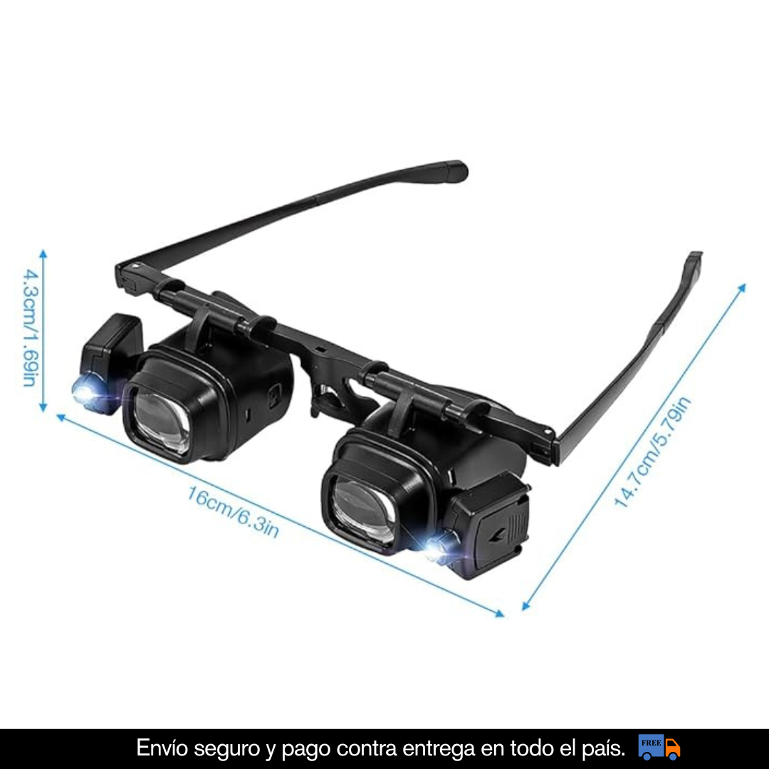 GAFAS LED LUPA LED + 3 PARES DE LENTES INTERCAMBIABLES