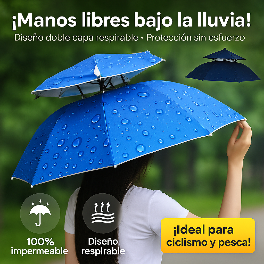 🎁 PACK REGALO: SOMBRILLA MANOS LIBRES + FUNDA PLEGABLE GRATIS