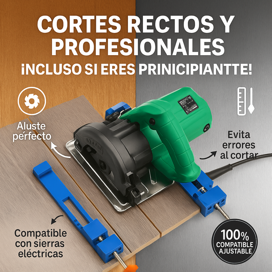 GUÍA DE CORTE UNIVERSAL AJUSTABLE + SISTEMA ANTIERRORES Y TOPES DE SEGURIDAD