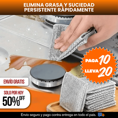 PACK PAÑOS METALICOS MULTIUSOS PAGA 10 LLEVA 20 UNIDADES