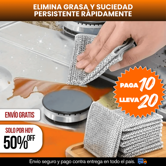 PACK PAÑOS METALICOS MULTIUSOS PAGA 10 LLEVA 20 UNIDADES