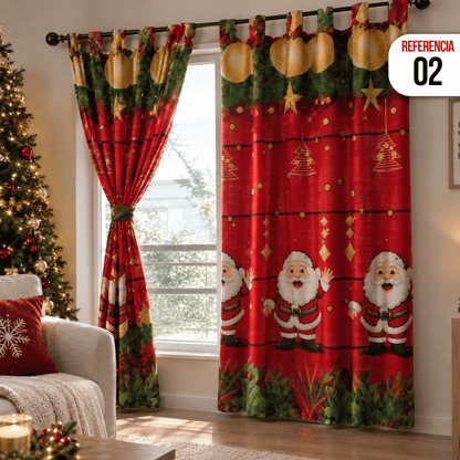 CORTINAS NAVIDEÑAS DOBLE PANEL