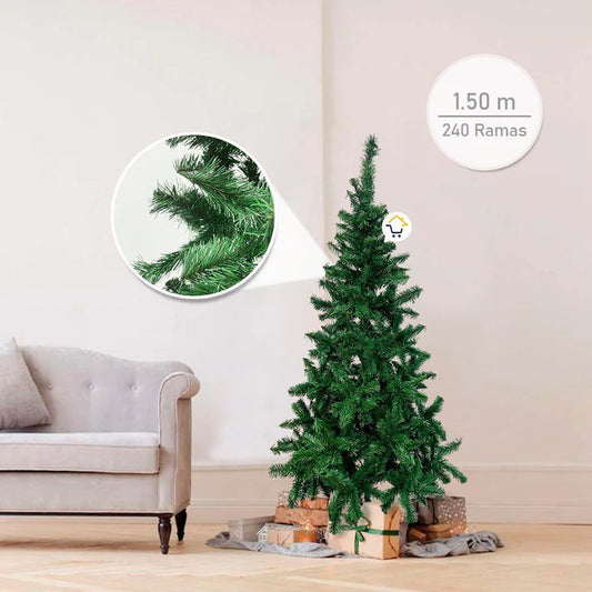 ÁRBOL DE 150 CM CON BASE ESTABLE | RAMAS SÚPER VERDES Y FRONDOSAS