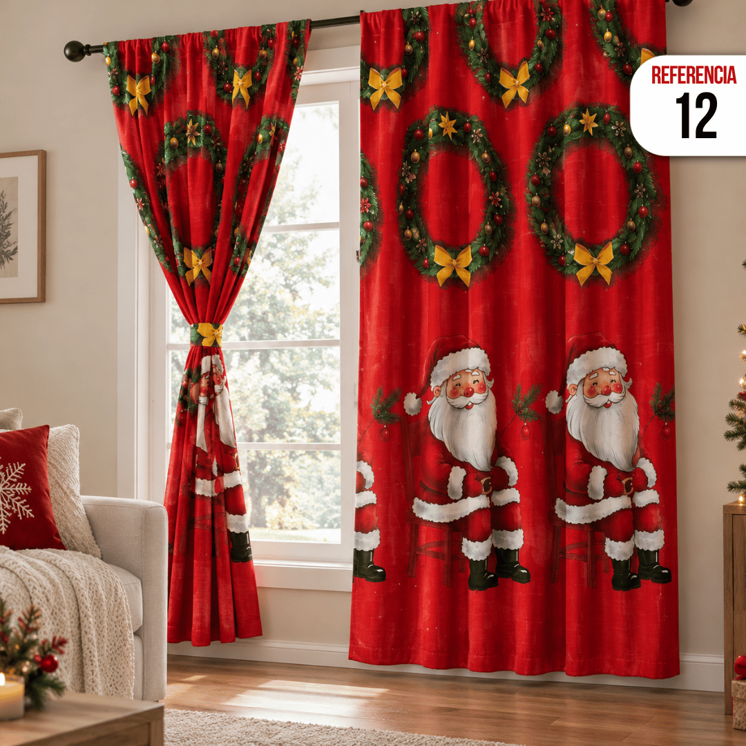 CORTINAS NAVIDEÑAS DOBLE PANEL