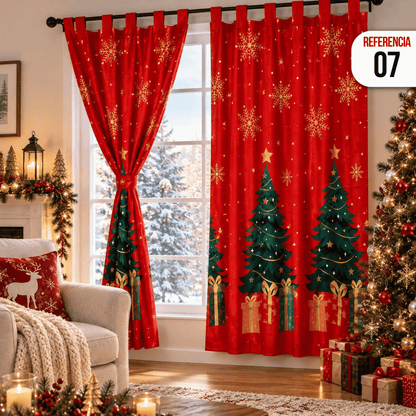 CORTINAS NAVIDEÑAS DOBLE PANEL