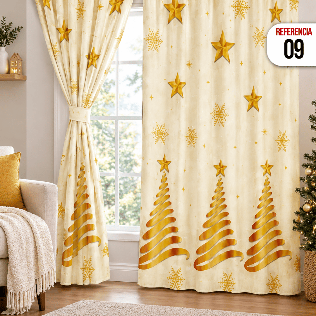 CORTINAS NAVIDEÑAS DOBLE PANEL