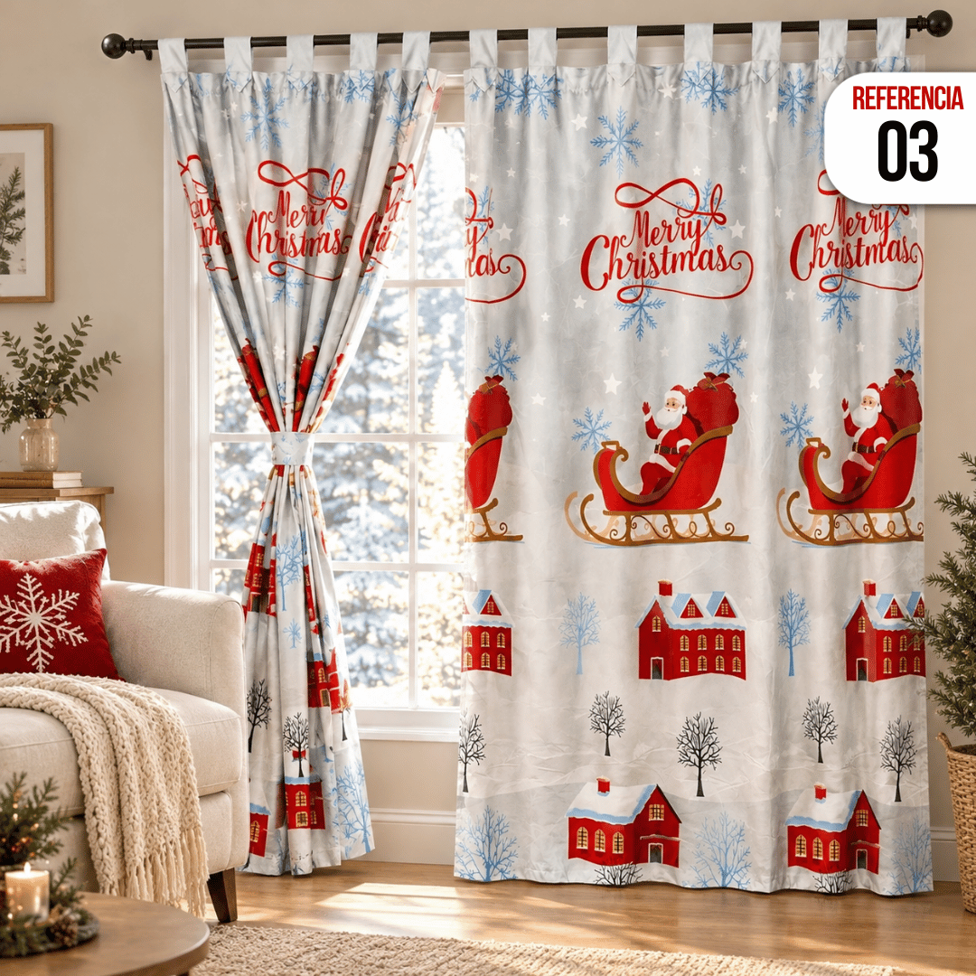 CORTINAS NAVIDEÑAS DOBLE PANEL