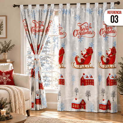 CORTINAS NAVIDEÑAS DOBLE PANEL