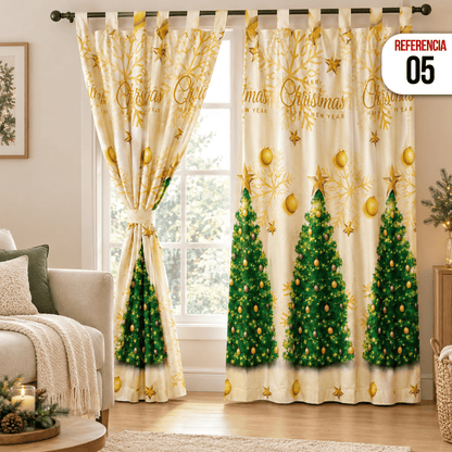 CORTINAS NAVIDEÑAS DOBLE PANEL