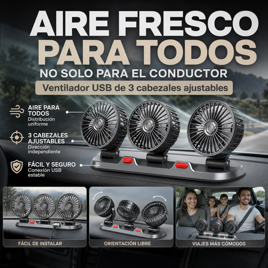 VENTILADOR 3 CABEZAS PLEGABLES PARA CARRO
