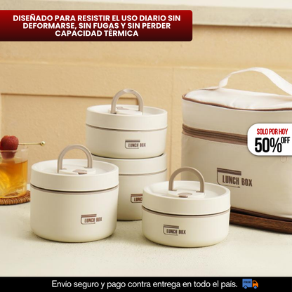 LONCHERA TERMICA SET X4 + MALETA ISOTERMICA