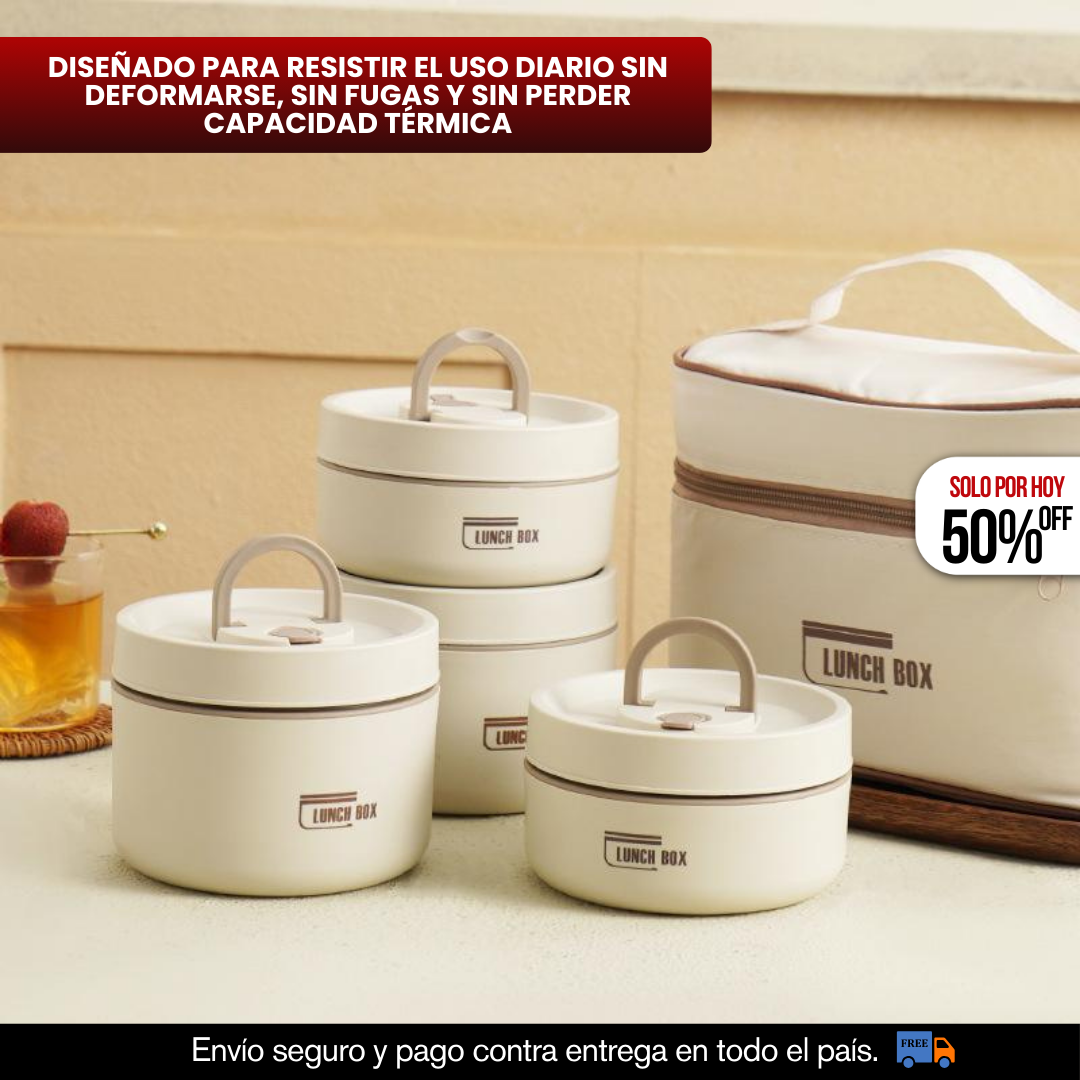 SET LONCHERA TERMICA X4 UNIDADES + MALETA ISOTERMICA