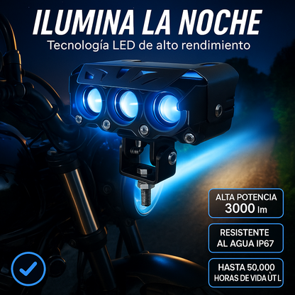 PAR DE EXPLORADORAS LED 3 OJOS| 120W POTENCIA REAL + RESISTENCIA IP67