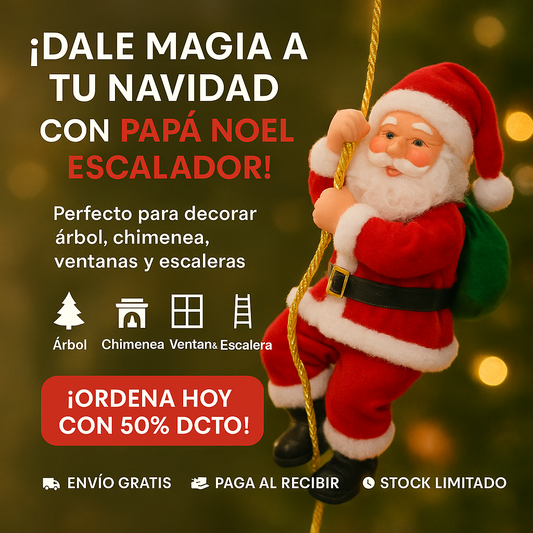 PAPA NOEL ESCALADOR | INCLUYE SENSOR DE MOVIMIENTO + VILLANCICO NAVIDEÑO GRATIS