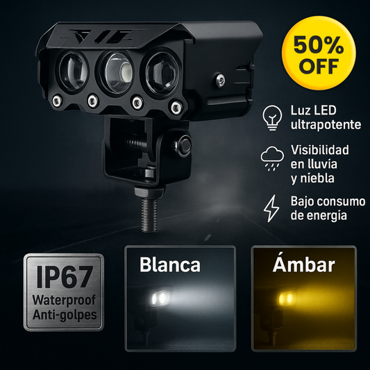 PAR DE EXPLORADORAS LED 3 OJOS| 120W POTENCIA REAL + RESISTENCIA IP67