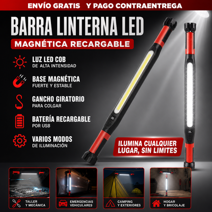 BARRA LINTERNA LED MAGNETICA RECARGABLE 360° GRADOS