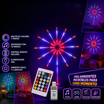 LUZ LED TIPO FUEGO ARITFICIAL BLUETOOTH