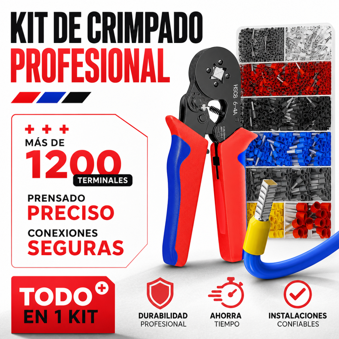 KIT CRIMPADO PROFESIONAL + 1200 TERMINALES