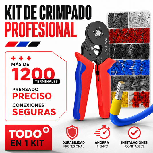 KIT CRIMPADO PROFESIONAL + 1200 TERMINALES