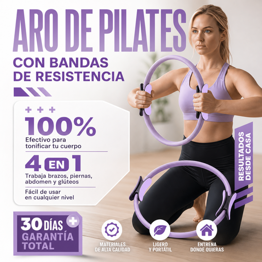 ARO DE PILATES CON BANDAS DE RESISTENCIA