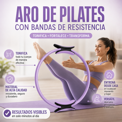 ARO DE PILATES CON BANDAS DE RESISTENCIA