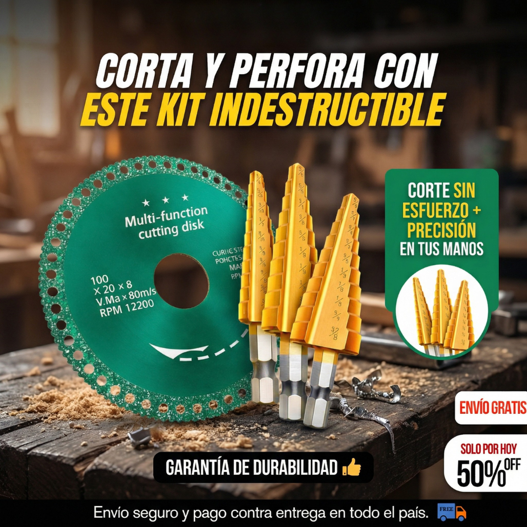 KIT DISCO DE CORTE + BROCAS PERFORADORAS