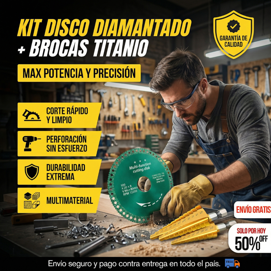 KIT DISCO DE CORTE + BROCAS PERFORADORAS