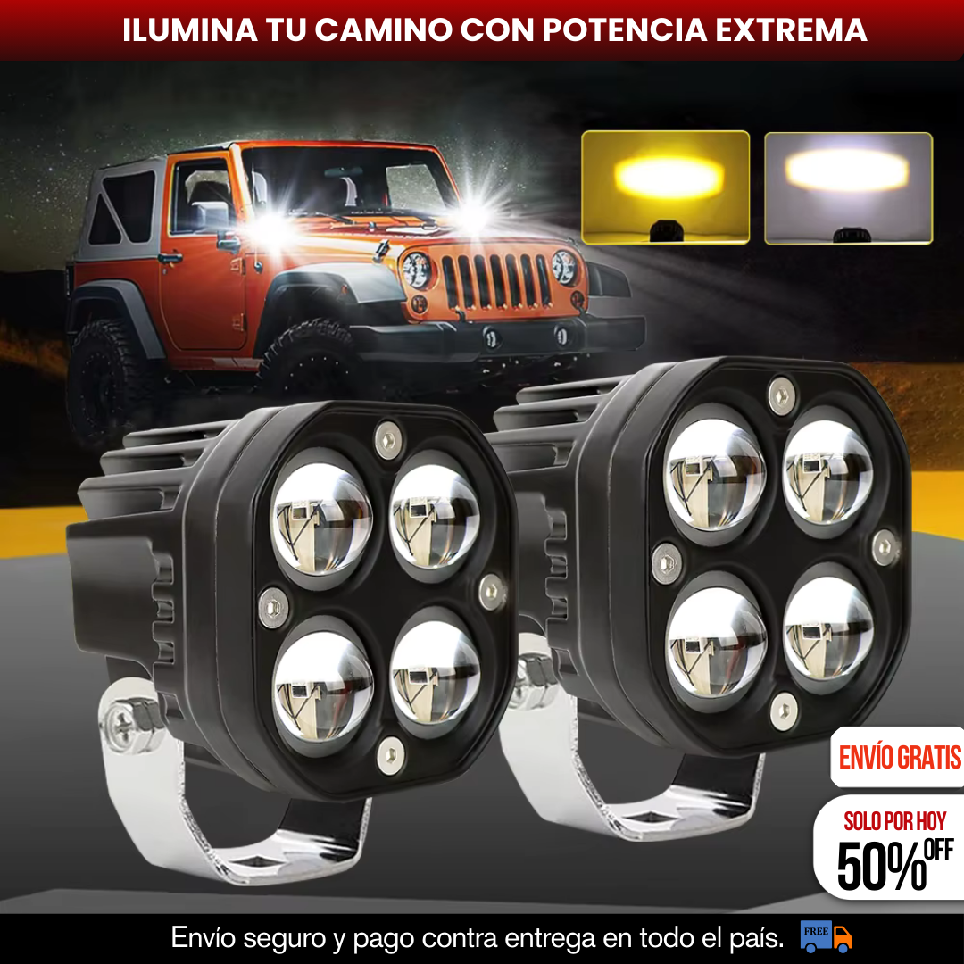 PAR EXPLORADORAS 4X4 OJOS | 120W POTENCIA REAL + RESISTENCIA IP67