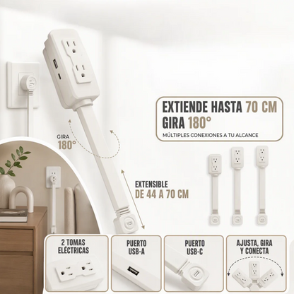 TOMA CORRIENTE PLEGABLE CON PUERTO USB