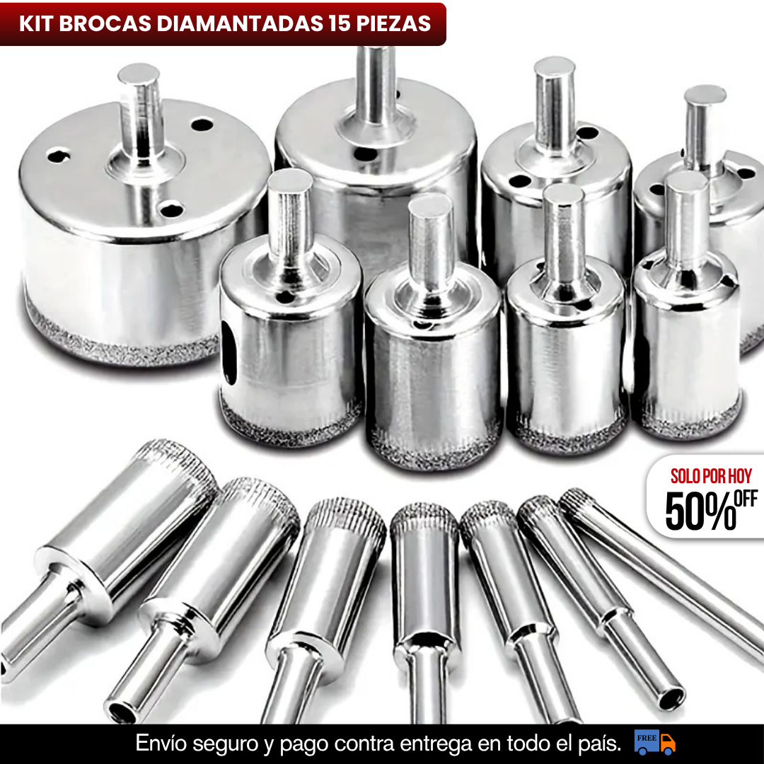SET 15 BROCAS DIAMANTADAS - COMPATIBILIDAD UNIVERSAL