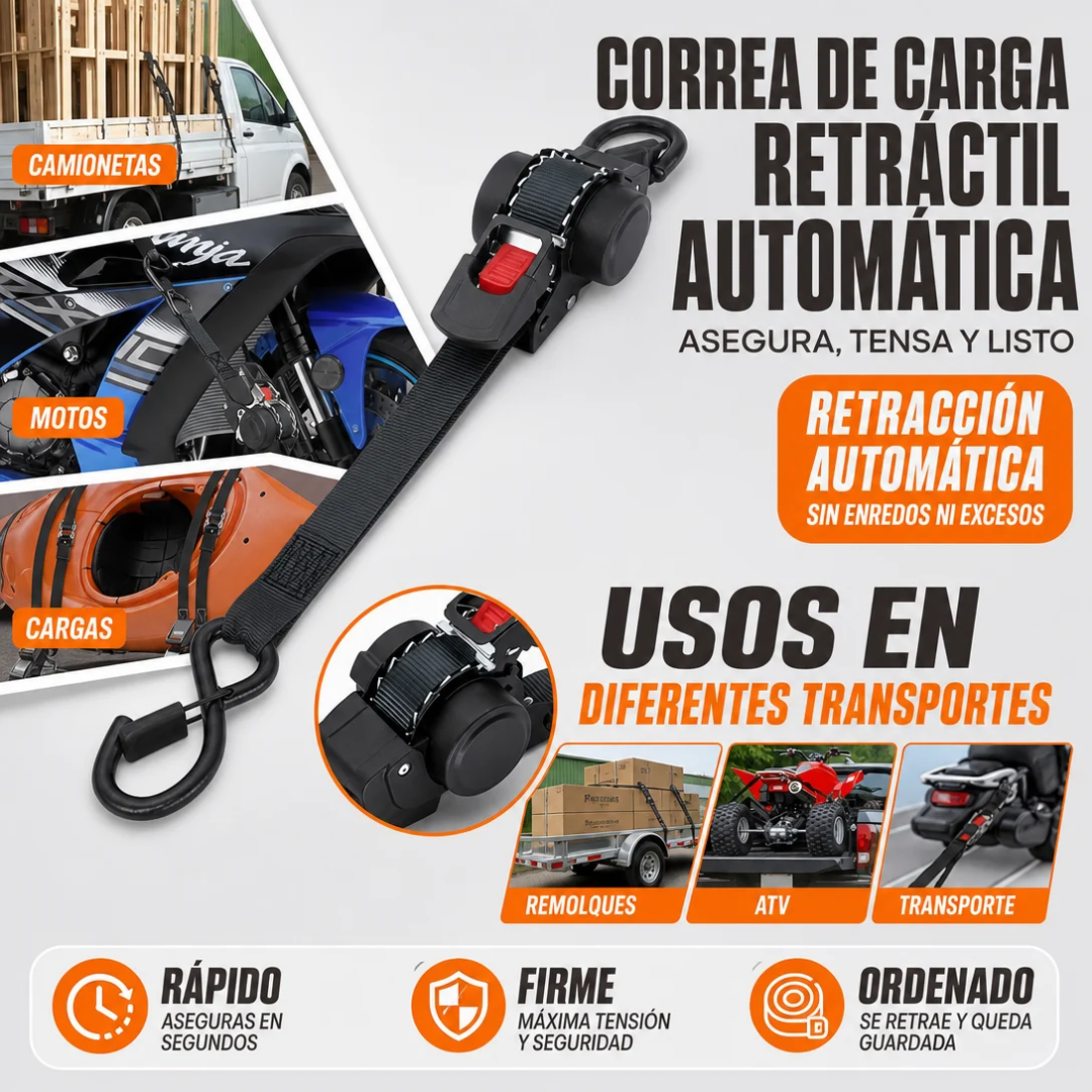 PACK X2 CORREAS DE TRINQUETE RETRACTILES 700 KG
