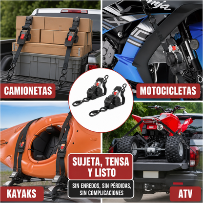 PACK X2 CORREAS DE TRINQUETE RETRACTILES 700 KG