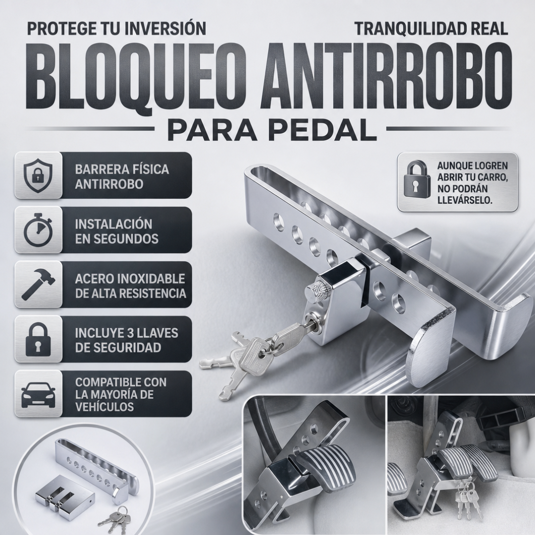 SEGURO TRABAPEDAL ANTIROBO PARA CARRO