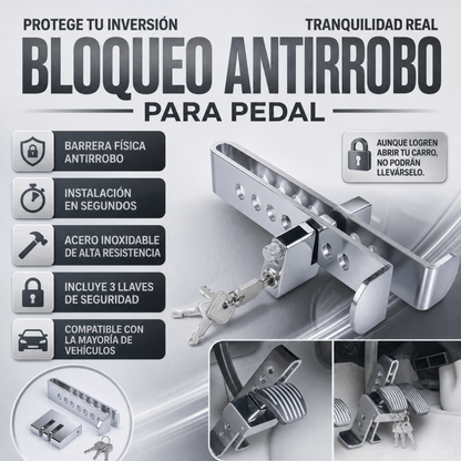 SEGURO TRABAPEDAL ANTIROBO PARA CARRO